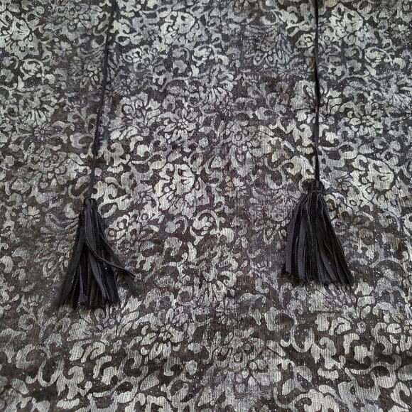 Elie Tahari Sheer Silk Peasant Tassel Blouse - Picture 8 of 8